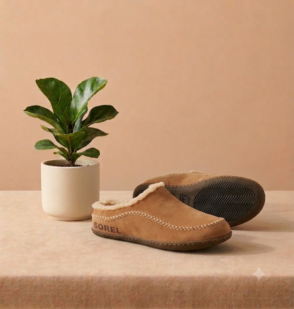 NWT SOREL Men's Falcon Ridge ll Slipper - Camel Brown, Curry - 8 US
